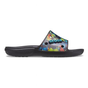 Papuci Crocs Classic Tie-Dye Graphic Slide Multicolor - Multi/Black