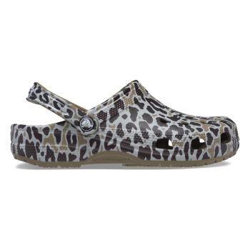 Saboți Crocs Classic Animal Print Clog Maro - Khaki/Leopard