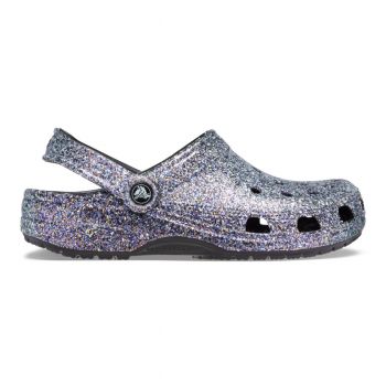Saboți Crocs Classic Glitter Clog Multicolor - Black/Multi
