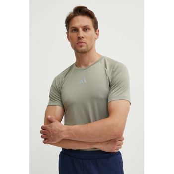 adidas Performance tricou de antrenament Gym+ culoarea bej, neted, IR5875