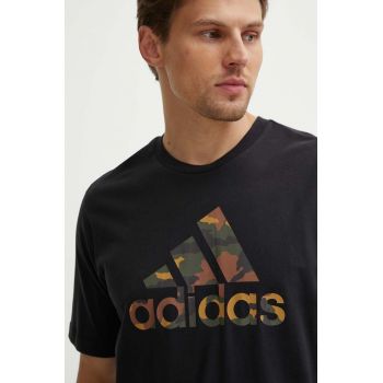 adidas tricou din bumbac Camo barbati, culoarea negru, cu imprimeu, IW2671