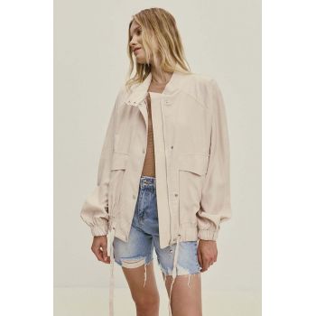 Answear Lab geaca femei, culoarea bej, de tranzitie, oversize