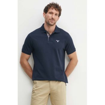 Barbour polo de bumbac Tartan Pique Polo culoarea albastru marin, cu imprimeu, MML0012