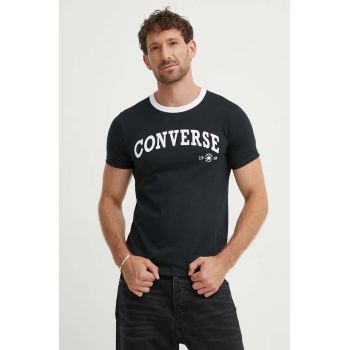 Converse tricou din bumbac culoarea negru, cu imprimeu, 10026365-A02