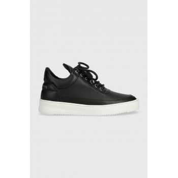 Filling Pieces sneakers din piele întoarsă Low top Bianco Perforated culoarea negru, 10128821861.