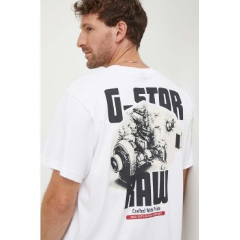 G-Star Raw tricou din bumbac barbati, culoarea alb, cu imprimeu, D24690-C336