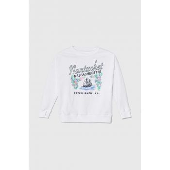 Abercrombie & Fitch bluza copii culoarea alb, cu imprimeu