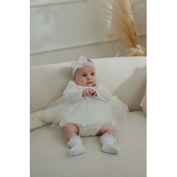 Jamiks rochie bebe GIZA culoarea alb, mini, evazati, JZH102