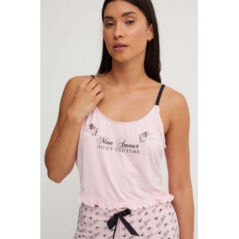 Juicy Couture maiou de pijama CHERUB EMMANUEL FRILLED VEST culoarea roz, JCLPT224508