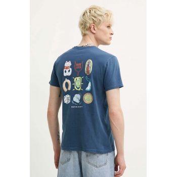 Kaotiko tricou din bumbac culoarea turcoaz, cu imprimeu, AM010-01-G002