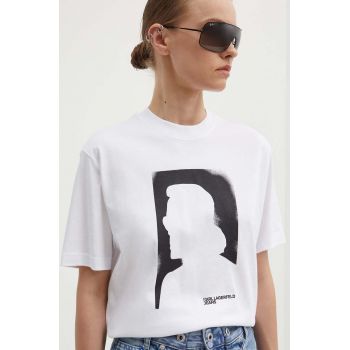 Karl Lagerfeld Jeans tricou din bumbac femei, culoarea alb, 245J1711