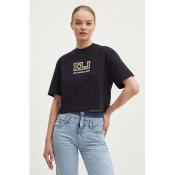 Karl Lagerfeld Jeans tricou din bumbac femei, culoarea negru, 245J1701