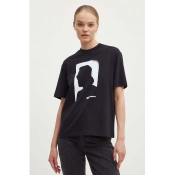 Karl Lagerfeld Jeans tricou din bumbac femei, culoarea negru, 245J1711