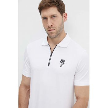 Karl Lagerfeld tricou polo barbati, culoarea alb, cu imprimeu, 543221.745400