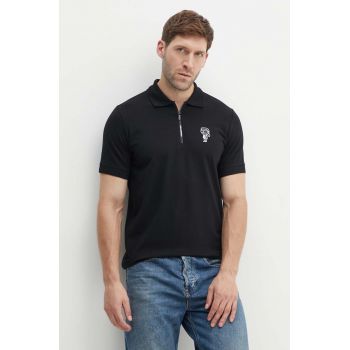 Karl Lagerfeld tricou polo barbati, culoarea negru, cu imprimeu, 543221.745400