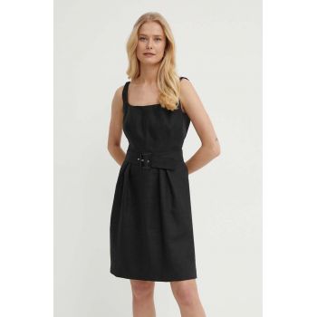 Luisa Spagnoli rochie din in PIANI culoarea negru, mini, evazati, 540750