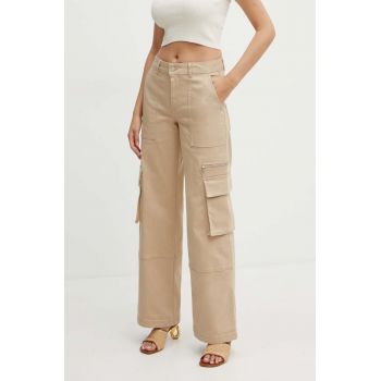 MAX&Co. pantaloni femei, culoarea bej, drept, high waist, 2426136021200