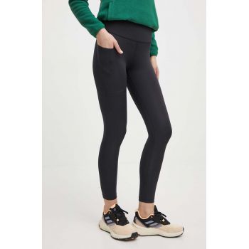 Picture leggins sport Desiduous femei, culoarea negru, neted, LG097