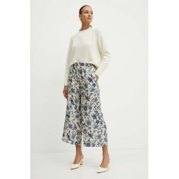 Weekend Max Mara pantaloni de matase lat, high waist, 2425136061600