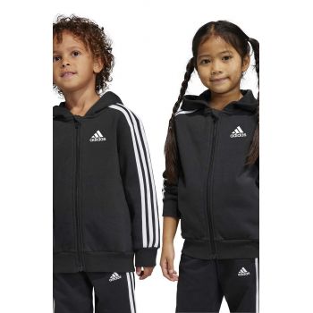 adidas bluza copii culoarea negru, cu glugă, cu imprimeu