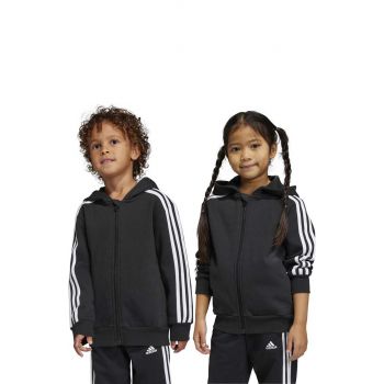 adidas bluza copii culoarea negru, cu glugă, cu imprimeu