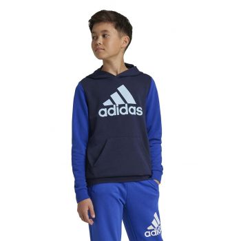 adidas bluza copii J BL CB HD culoarea albastru marin, cu glugă, cu imprimeu, IX9511