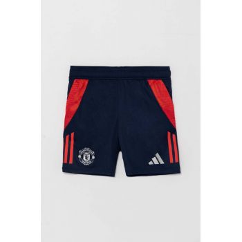 adidas Performance pantaloni scurti copii MUFC TR SHO culoarea albastru marin, modelator, talie reglabila, IT2020