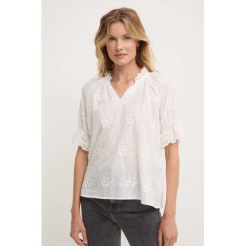 Answear Lab bluza din bumbac femei, culoarea alb, in modele florale