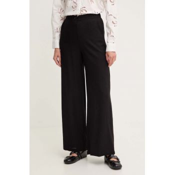 Answear Lab pantaloni de in culoarea negru, lat, high waist
