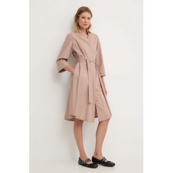 Answear Lab rochie din bumbac culoarea bej, mini, oversize