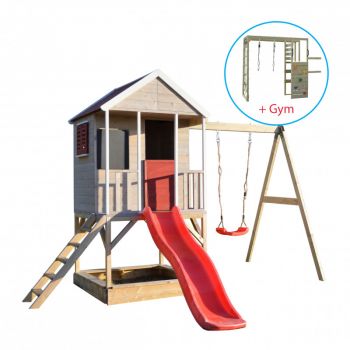 Casuta Summer Adventure House cu loc de nisip, tobogan, leagan Wendi Toys