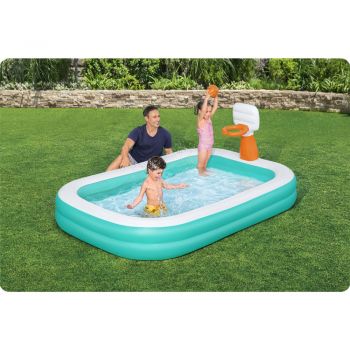 Piscina gonflabila Bestway DunkN Splash 251x168x102 cm  cu cos de baschet si mingie incluse Albastru