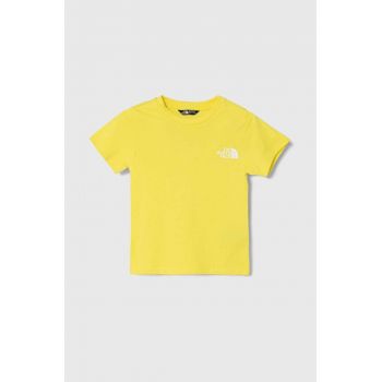 The North Face tricou copii SIMPLE DOME TEE culoarea galben, cu imprimeu