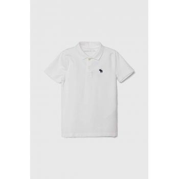 Abercrombie & Fitch tricou polo copii culoarea alb, neted