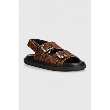 Alohas sandale de piele Harper femei, culoarea maro, S100629-02