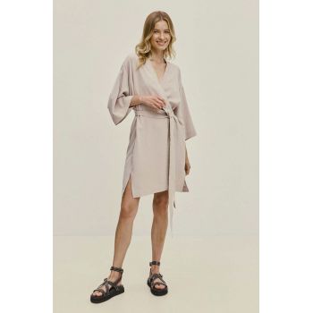 Answear Lab rochie din in culoarea gri, mini, drept