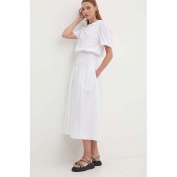 Desigual rochie din bumbac OMAHA culoarea alb, maxi, evazati, 24SWVW67