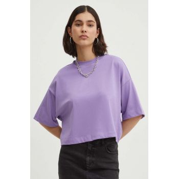 HUGO tricou din bumbac femei, culoarea violet, 50520187