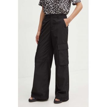 MICHAEL Michael Kors pantaloni femei, culoarea negru, fason cargo, high waist, MT430O77LD