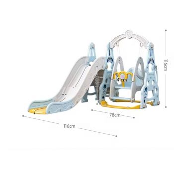 Spatiu de joaca 3 in 1 cu leagan,tobogan si piscina cu 200 bile joaca incluse Nichiduta Astronaut Arcada Blue