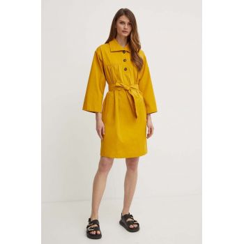 Weekend Max Mara rochie din bumbac culoarea galben, mini, oversize, 2415221023600