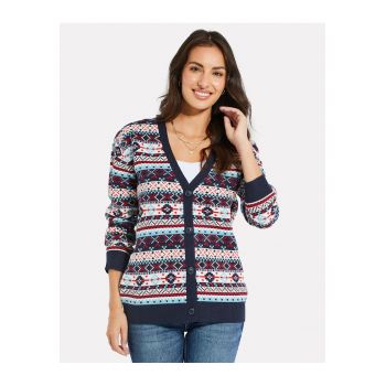 Cardigan cu model geometric Icelan 6243