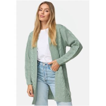 Cardigan cu model torsade fara inchidere