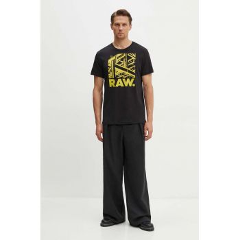 G-Star Raw tricou din bumbac barbati, culoarea negru, cu imprimeu, D24685-C506