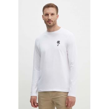 Karl Lagerfeld longsleeve barbati, culoarea alb, cu imprimeu, 543221.755405