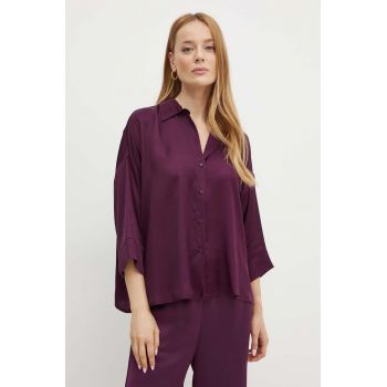 MAX&Co. camasa femei, culoarea violet, cu guler clasic, relaxed, 2426116071200