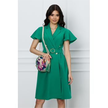 Rochie DY Fashion verde cu nasturi si curea in talie