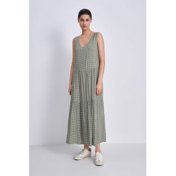 Rochie maxi cu decolteu in V si buzunare laterale