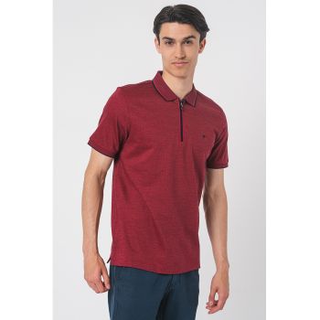 Tricou polo cu fermoar scurt