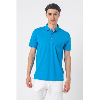 Tricou polo de bumbac cu buzunar aplicat